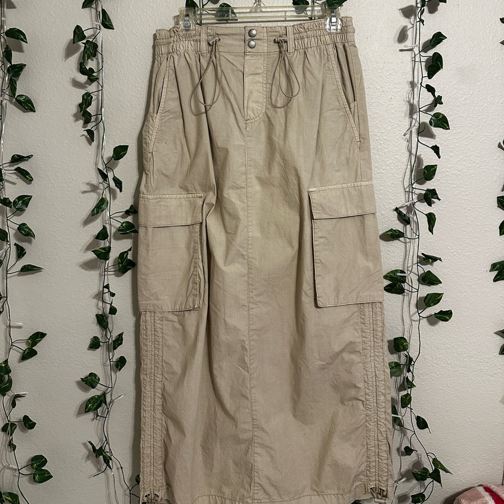 Garage Beige Cargo Maxi Skirt